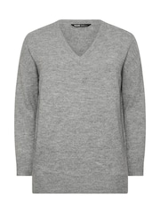 Yours Curve Grey V-Neck Soft Touch Jumper - Image 5 of 5