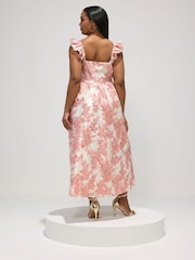 Yours Curve White London Jacquard Organza Maxi Dress - Image 2 of 5