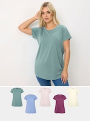 Yours Curve Purple Short Sleeve Core T-Shirts 5 Pack - Image 1 of 7