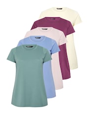 Yours Curve Purple Short Sleeve Core T-Shirts 5 Pack - Image 6 of 7