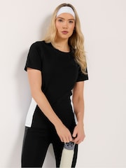 Long Tall Sally Black Active Colour Block Short Sleeve Top - Image 1 of 5
