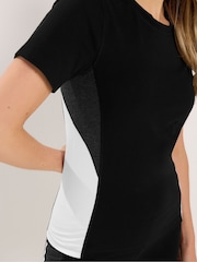 Long Tall Sally Black Active Colour Block Short Sleeve Top - Image 4 of 5