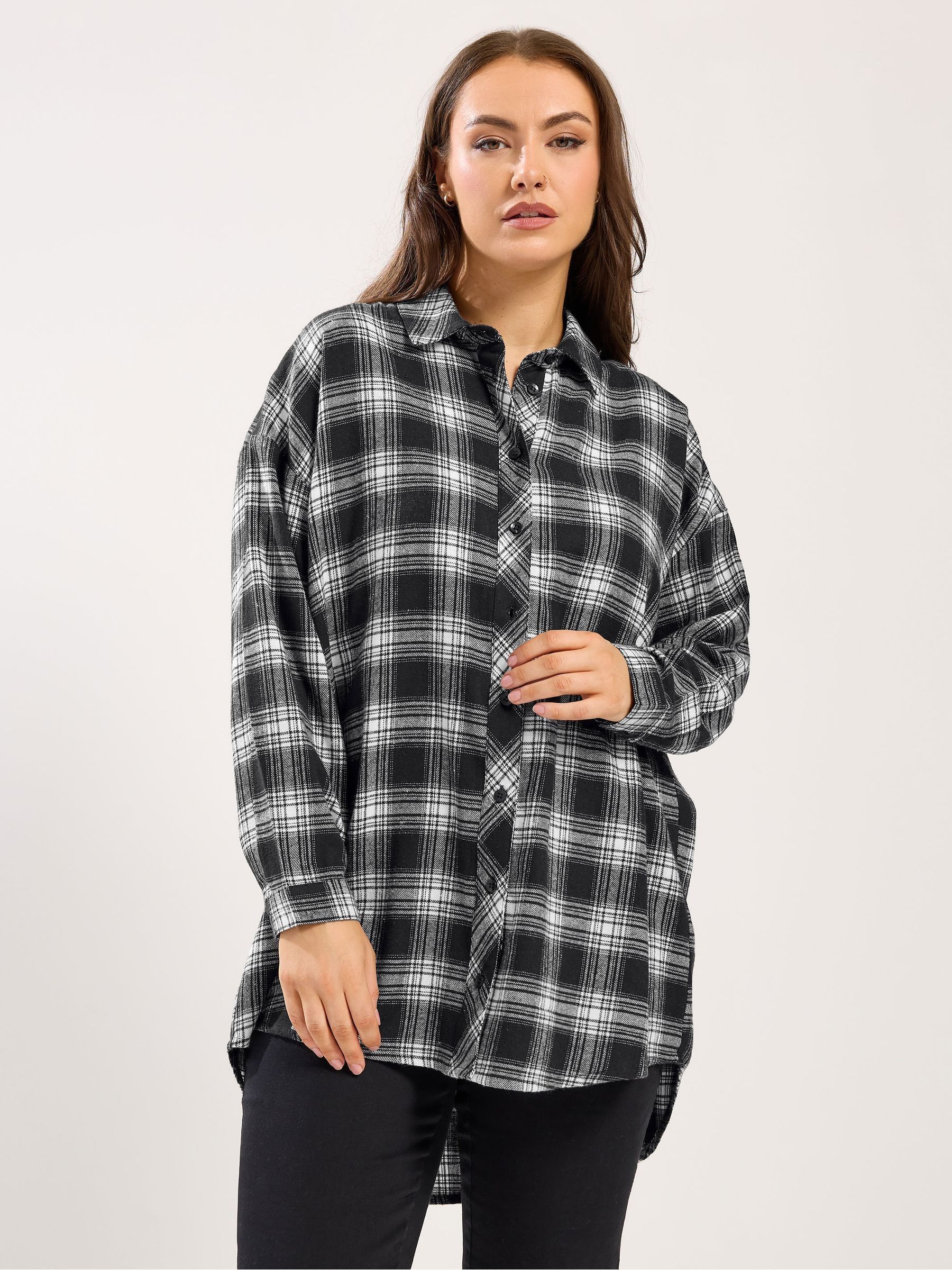 Buy Yours Curve Black Oversized Check Shirt from Next South Africa