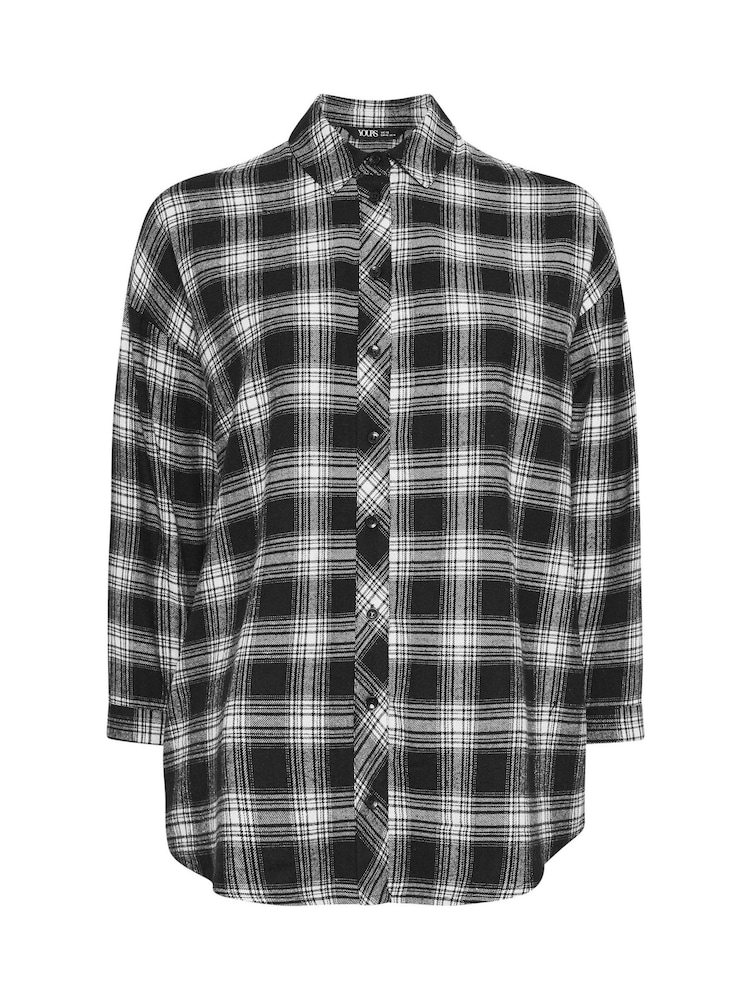 Yours Curve Black Oversized Check Shirt - Image 5 of 5