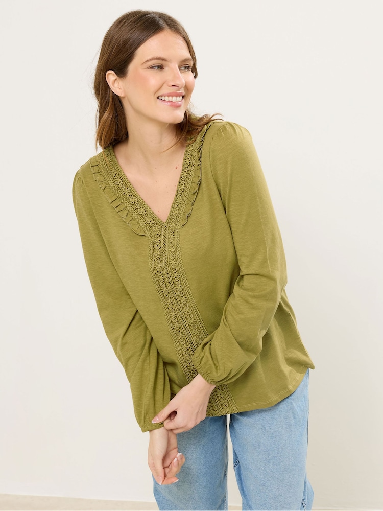 M&Co Green Frill Detail Trim Top - Image 1 of 5