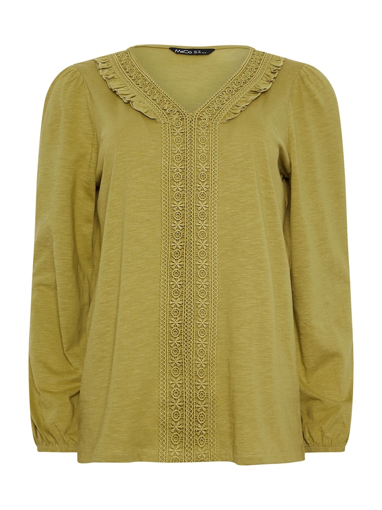 M&Co Green Frill Detail Trim Top - Image 5 of 5