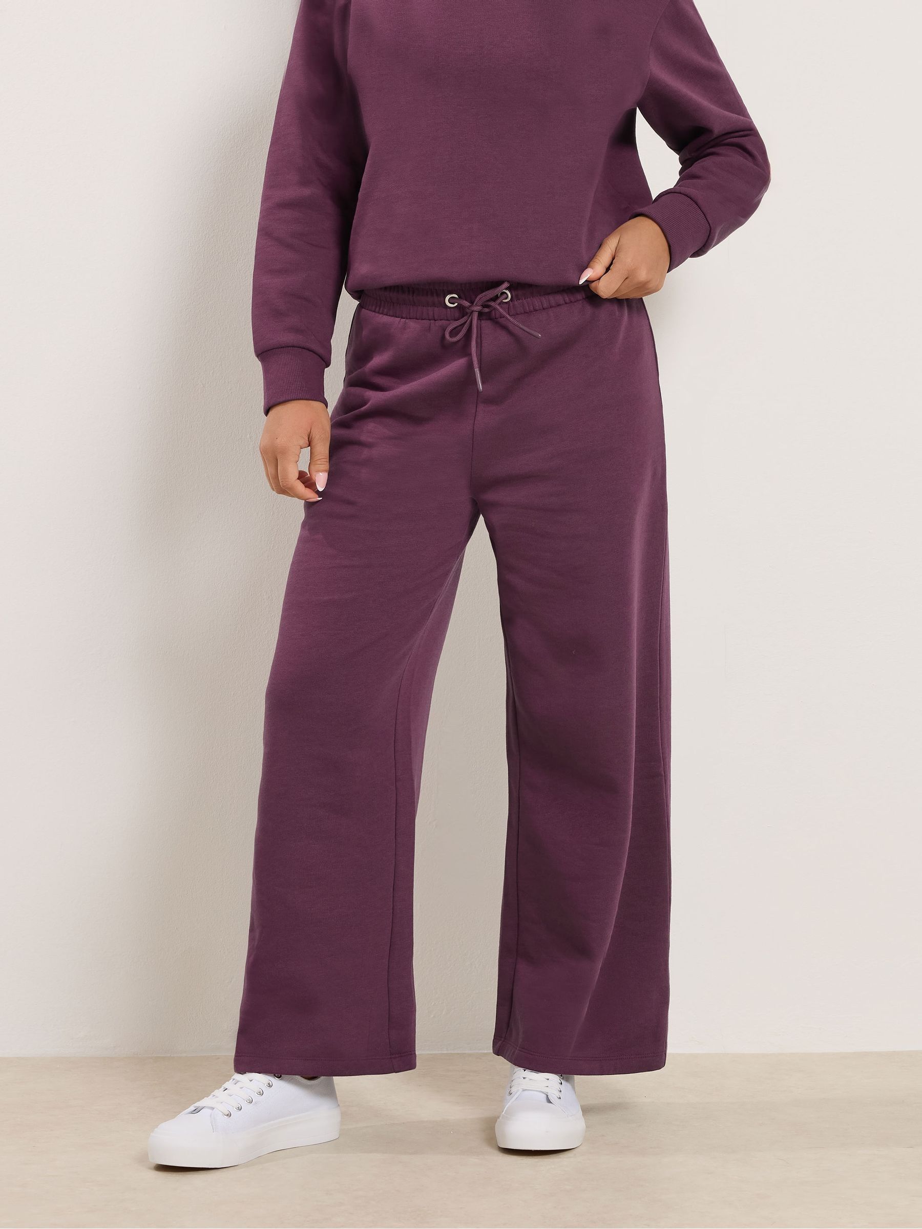 M & Co Women's Red Petite Wide Leg Joggers