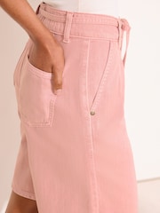 Lipsy Pink Tie Belt Denim Bermuda Shorts - Image 4 of 5