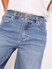 Mid Wash Midwash Belted Wide Leg Jeans - Image 4 of 5