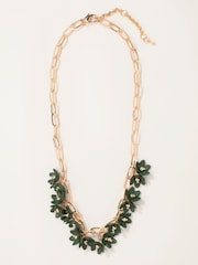 FatFace Green Statement Party Necklace - Image 1 of 2