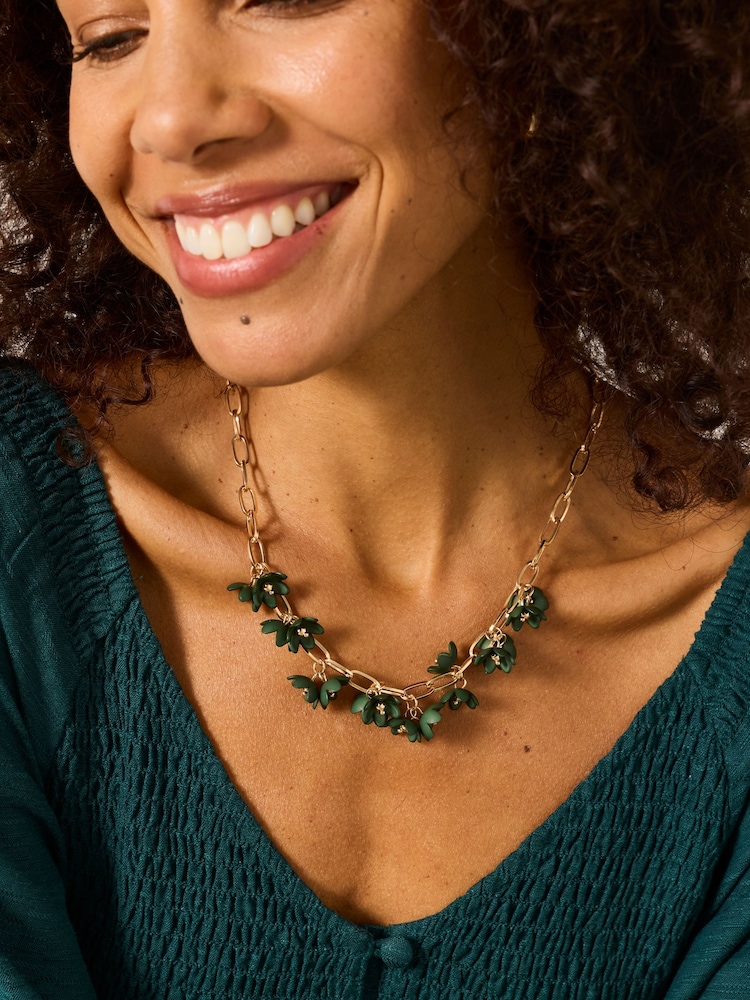 FatFace Green Statement Party Necklace - Image 3 of 3 FatFace Green Statement Party Necklace - Image 3 of 3
