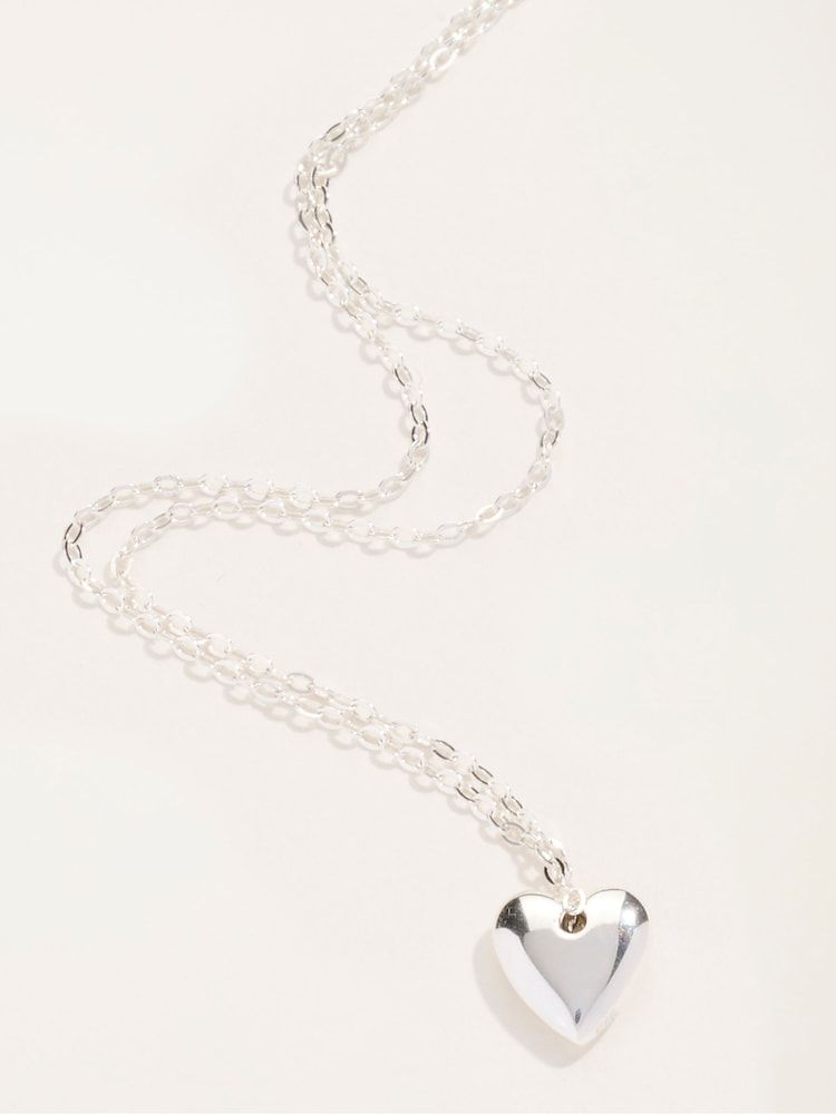 FatFace Silver Sterling Silver Heart Necklace - Image 2 of 4