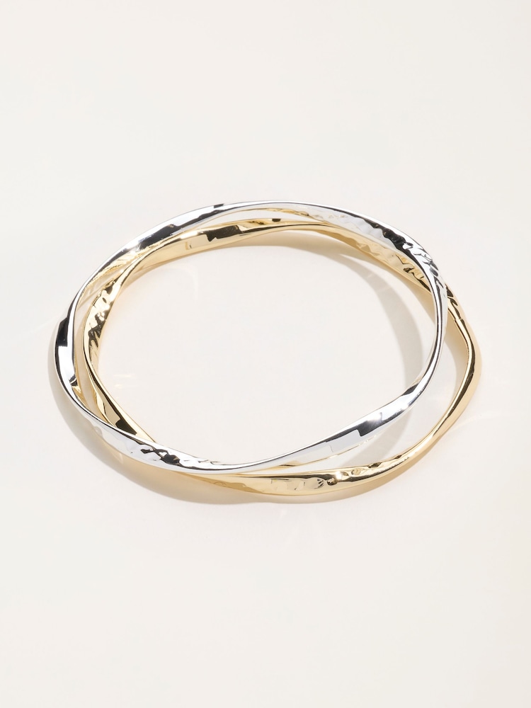 FatFace Gold Silver Tone 2 Pack of Bangles - Image 1 of 4 FatFace Gold Silver Tone 2 Pack of Bangles - Image 1 of 4