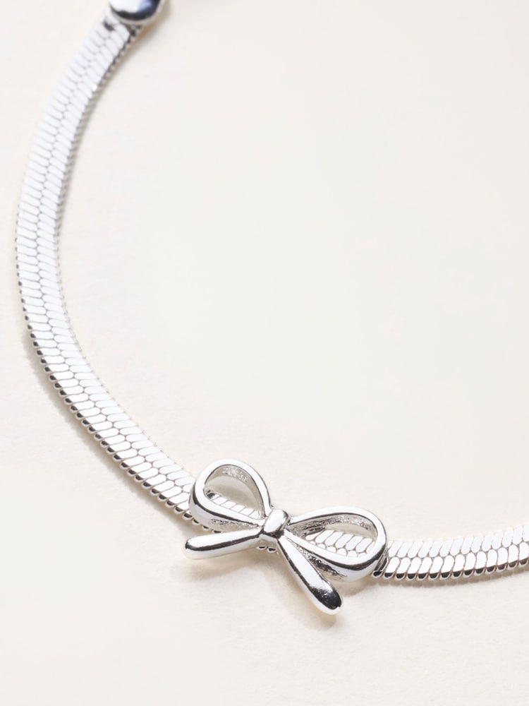 FatFace Silver Tone Bow Bracelet - Image 2 of 5 FatFace Silver Tone Bow Bracelet - Image 2 of 5