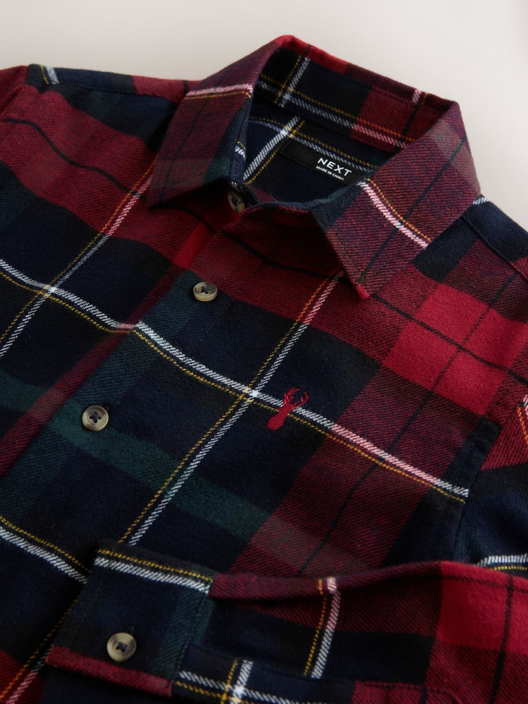 Red/Navy Long Sleeve Christmas Tartan Check Shirt (3-16yrs) - Image 4 of 4