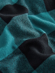Teal Blue Check Long Sleeve Hooded Shirt (3-16yrs) - Image 7 of 8