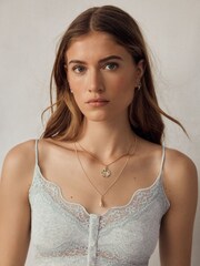 Grey V-Neck Ribbed Lace Trim Vest - Image 5 of 8