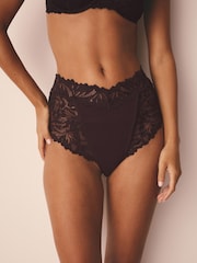 Chocolate Brown High Waist High Leg Ultimate Comfort Lace Knickers 3 Pack - Image 3 of 8