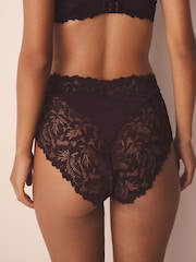 Chocolate Brown High Waist High Leg Ultimate Comfort Lace Knickers 3 Pack - Image 4 of 8