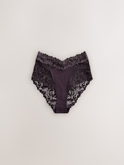 Chocolate Brown High Waist High Leg Ultimate Comfort Lace Knickers 3 Pack - Image 6 of 8