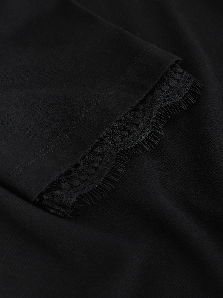 smALLSAINTS Black Lace Trim T-Shirt - Image 6 of 6 smALLSAINTS Black Lace Trim T-Shirt - Image 6 of 6