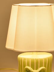 Oliver Bonas Green Bow Striped Ceramic Table Lamp & Shade - Image 3 of 4