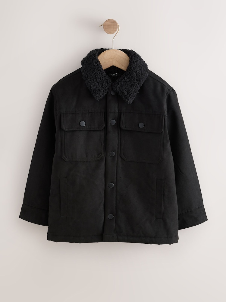 Svart - Borg Fodrad Falsk mocka Shacket (3-16år) - Bild 1 av 5 Svart - Borg Fodrad Falsk mocka Shacket (3-16år) - Bild 1 av 5