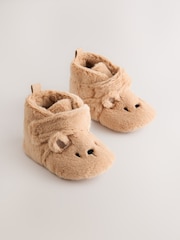 Tan Brown Bear Baby Slipper Wrap Boots (0-2mths) - Image 1 of 4