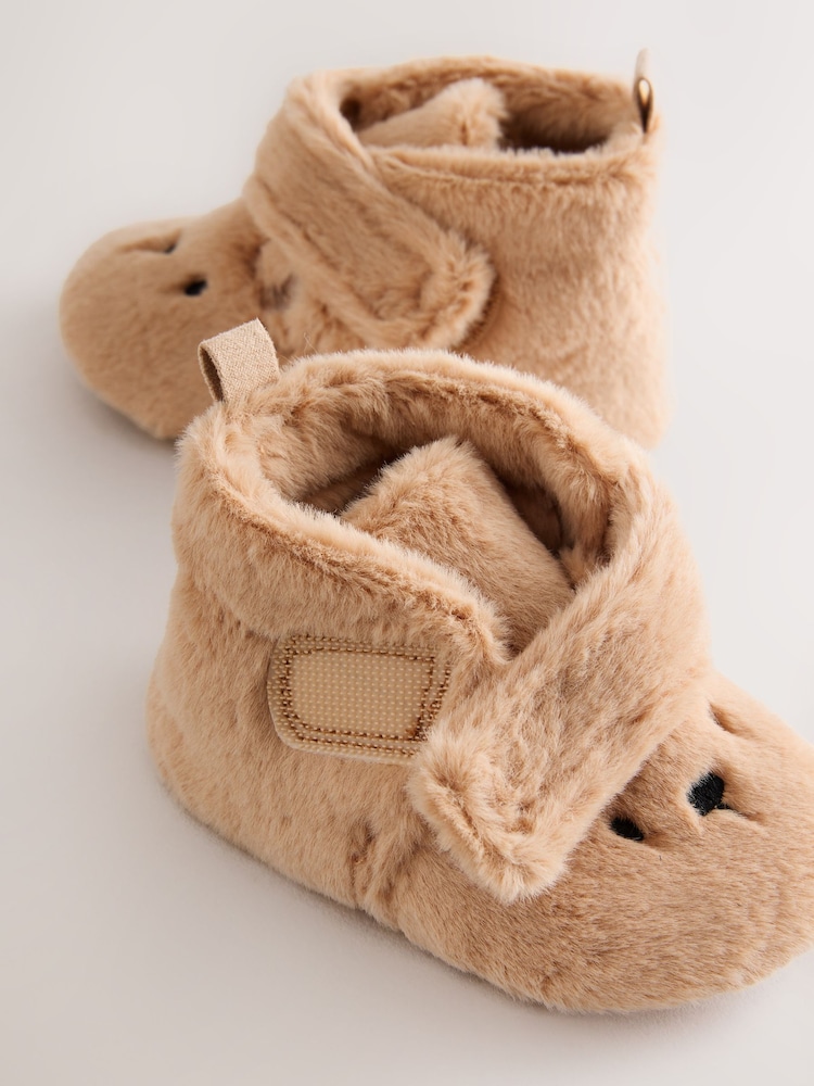 Tan Brown Bear Baby Slipper Wrap Boots (0-2mths) - Image 4 of 4