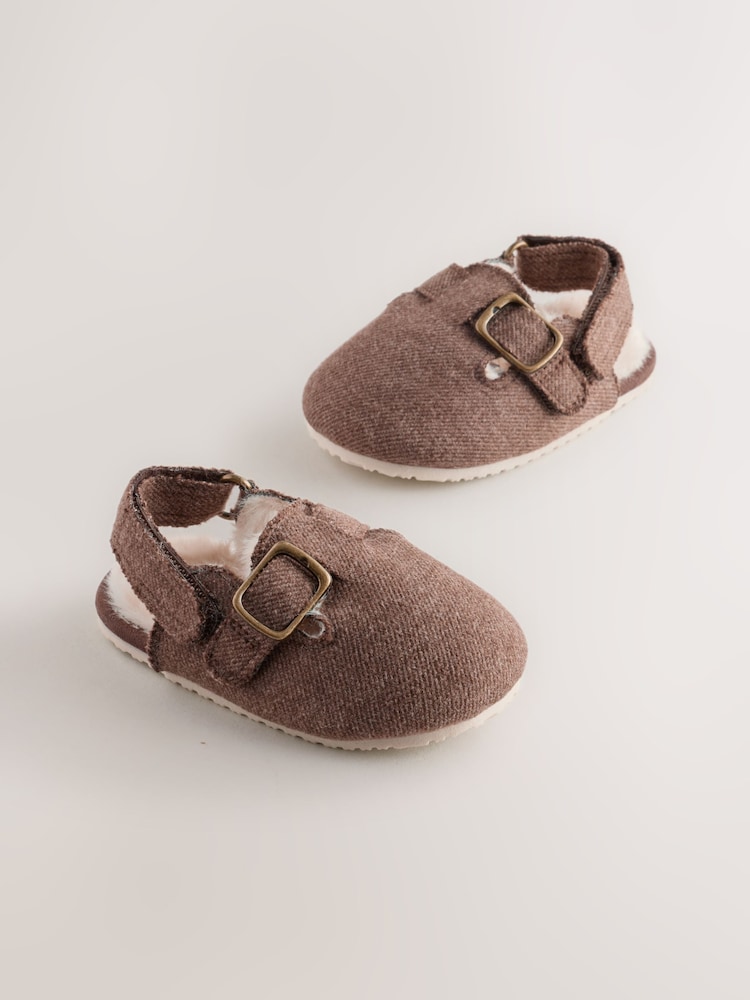Шоколадты қоңыр - Touch Fastening Fur lined Clogs (0-2mths) - 5суретінің 1 суреті