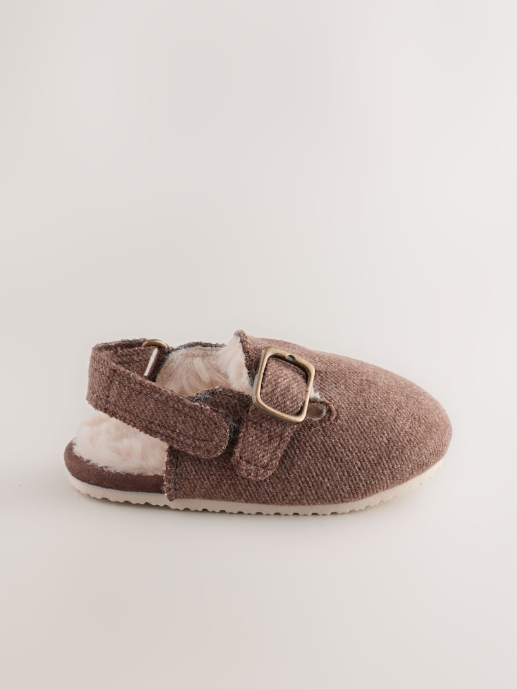 Шоколадты қоңыр - Touch Fastening Fur lined Clogs (0-2mths) - 5суретінің 2 суреті