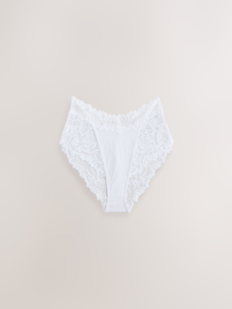 White High Waist High Leg Ultimate Comfort Lace Knickers 3 Pack - Image 2 of 6 White High Waist High Leg Ultimate Comfort Lace Knickers 3 Pack - Image 2 of 6