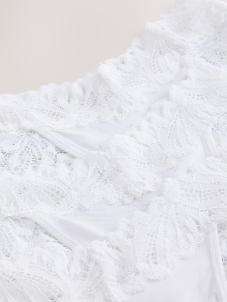 White High Waist High Leg Ultimate Comfort Lace Knickers 3 Pack - Image 7 of 7