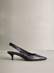 Berry Red N.Premium Leather Slingback Heels - Image 1 of 5