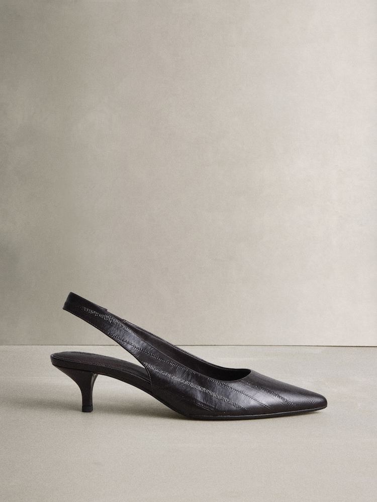Berry Red N.Premium Leather Slingback Heels - Image 1 of 5 Berry Red N.Premium Leather Slingback Heels - Image 1 of 5