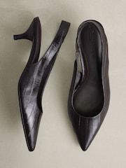 Berry Red N.Premium Leather Slingback Heels - Image 2 of 5