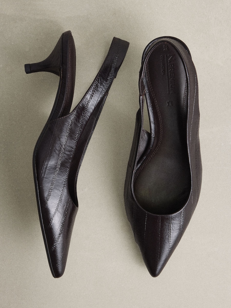 Berry Red N.Premium Leather Slingback Heels - Image 2 of 5 Berry Red N.Premium Leather Slingback Heels - Image 2 of 5