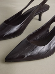 Berry Red N.Premium Leather Slingback Heels - Image 4 of 5