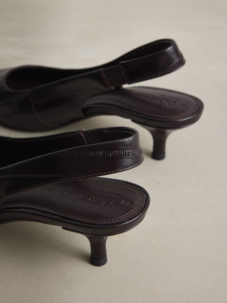 Berry Red N.Premium Leather Slingback Heels - Image 5 of 5 Berry Red N.Premium Leather Slingback Heels - Image 5 of 5