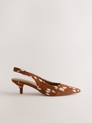 Tan Brown N.Premium Leather Slingback Heels - Image 1 of 9