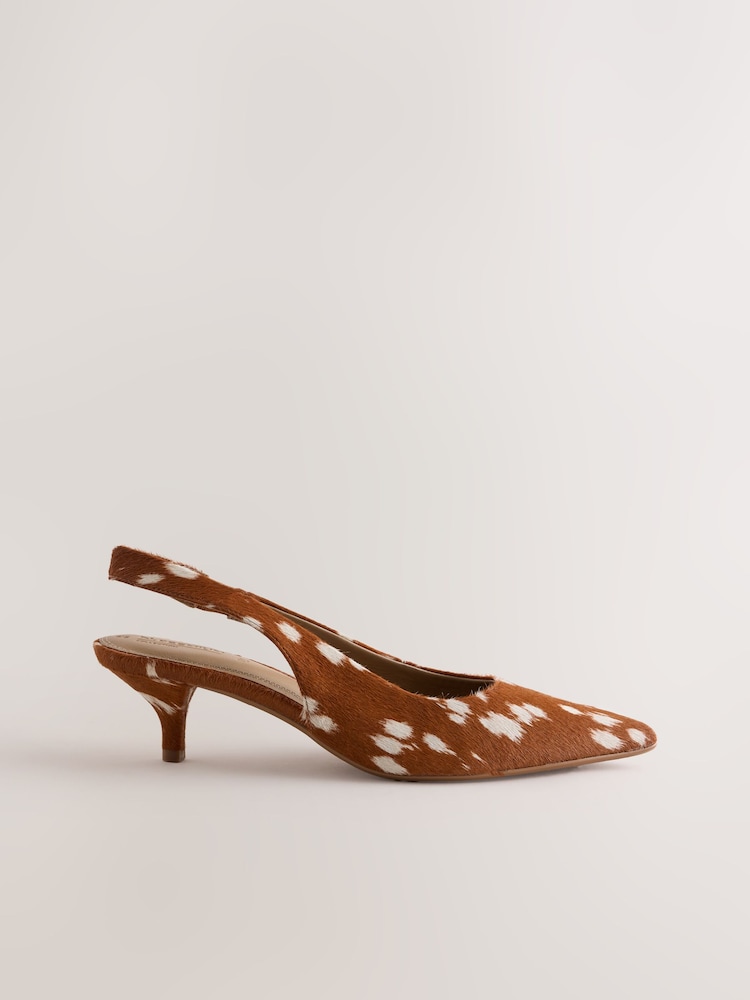 Tan Brown N.Premium Leather Slingback Heels - Image 1 of 9