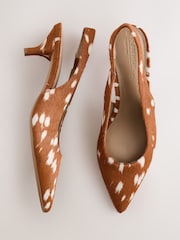 Tan Brown N.Premium Leather Slingback Heels - Image 6 of 9