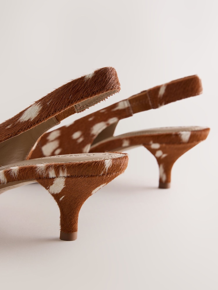 Tan Brown N.Premium Leather Slingback Heels - Image 9 of 9