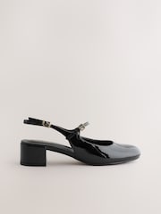 Black Forever Comfort® Round Toe Slingback Mary Jane Heels - Image 1 of 9