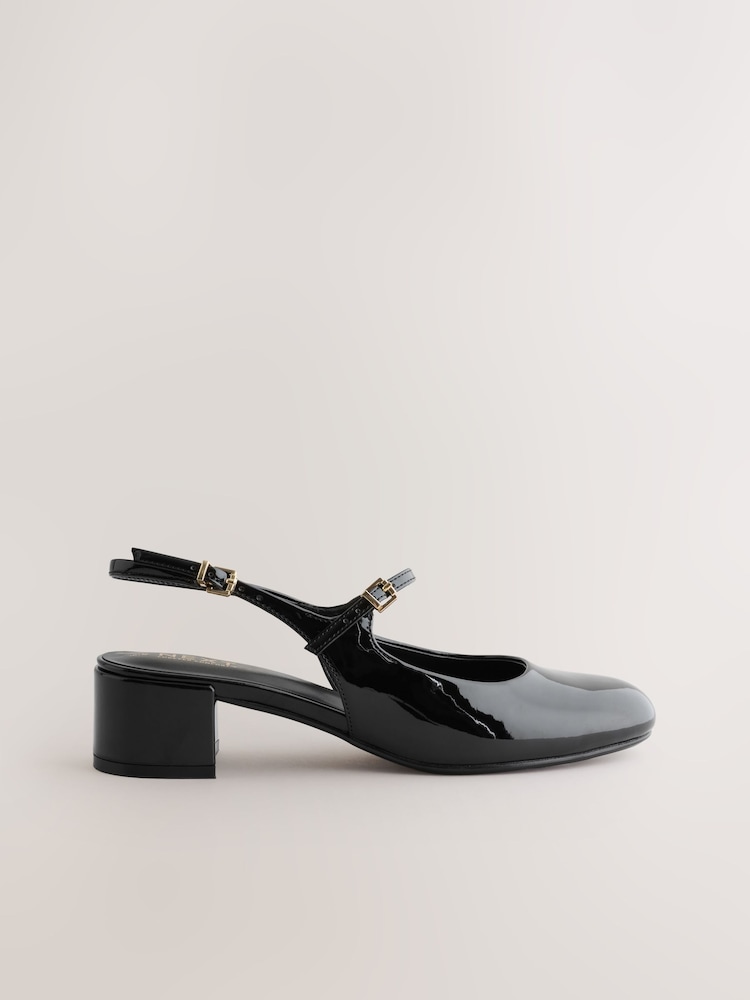 Black Forever Comfort® Round Toe Slingback Mary Jane Heels - Image 1 of 9 Black Forever Comfort® Round Toe Slingback Mary Jane Heels - Image 1 of 9