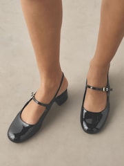Black Forever Comfort® Round Toe Slingback Mary Jane Heels - Image 4 of 9