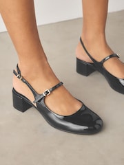 Black Forever Comfort® Round Toe Slingback Mary Jane Heels - Image 5 of 9
