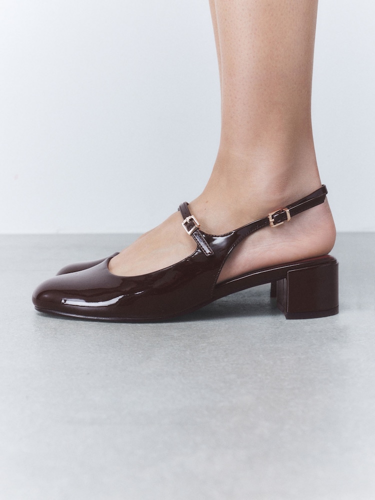 Berry Red Forever Comfort® Round Toe Slingback Mary Jane Heels - Image 2 of 9