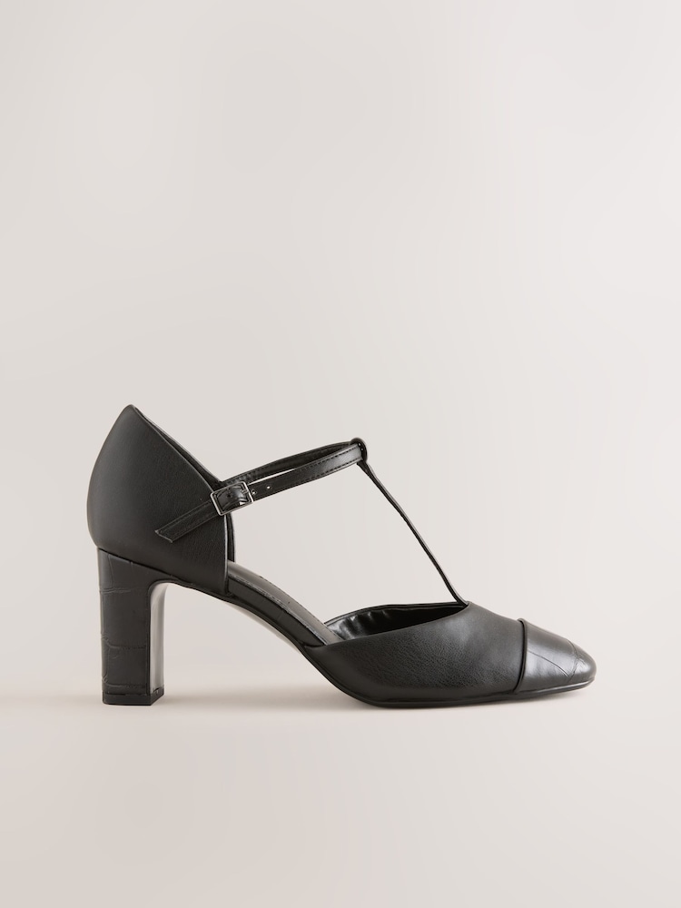 Black Forever Comfort® Two Part T Bar Heels - Image 1 of 10 Black Forever Comfort® Two Part T Bar Heels - Image 1 of 10