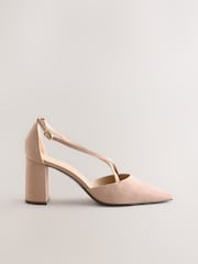 Nude Standard/Wide Fit Forever Comfort® Cross Strap Block Heel Shoes - Image 1 of 9